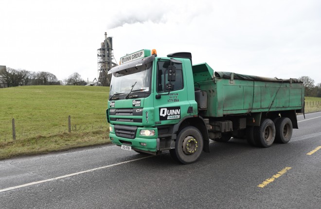A Quinn lorry on the road near the Quinn Cement Plant at Ballyconnell    RMG15