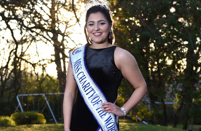 Sarah Jayne Makhlouf wears the sash and tiara that she was awarded when she picked up the title of Miss Charity of the World title at a recent event held at Culloden Estate    Picture: Ronan McGrade