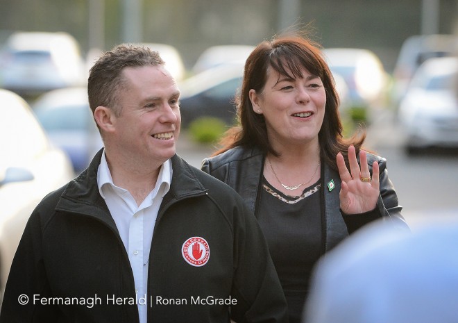 Michelle Gildernew and her husband Jimmy Taggart are in good spirits    Picture: Ronan McGrade