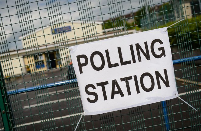 The polling station for the EU Referendum at Holy Trinity Primary School, Enniskillen    RMG02