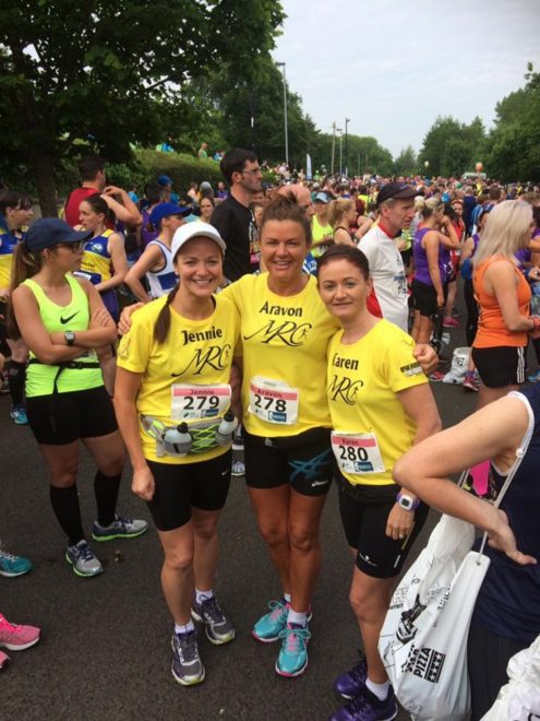 Jennie Crawley, Aravon McCann and Karen Green before the Derry City Marathon