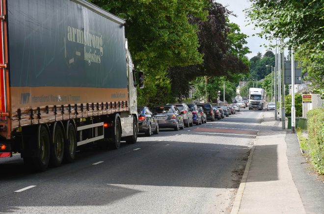Traffic congestion along the Irvinestown Road headed towards Forthill Street, Enniskillen    RMG01