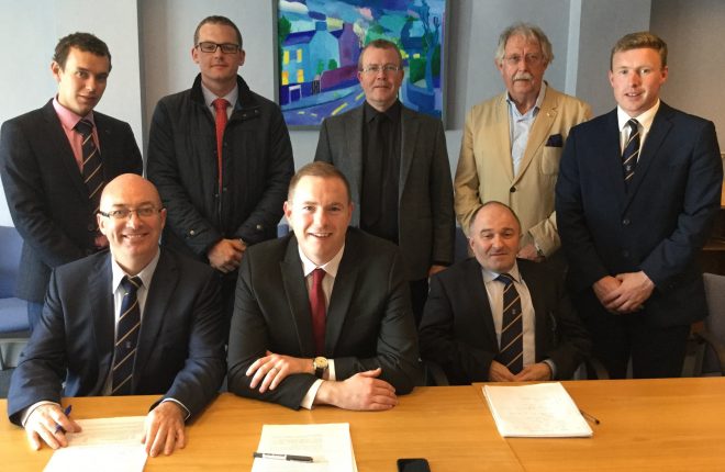 Attending a meeting with the Infrastructure Minister, Chris Hazzard (front, centre) to discuss local issues are Cllr Thomas O'Reilly (front left) and Cllr Victor Warrington (front, right). Back row, left-right are Cllrs Mark Buchanan; David Mahon; Sheamus Greene; Alex Baird and John Coyle.