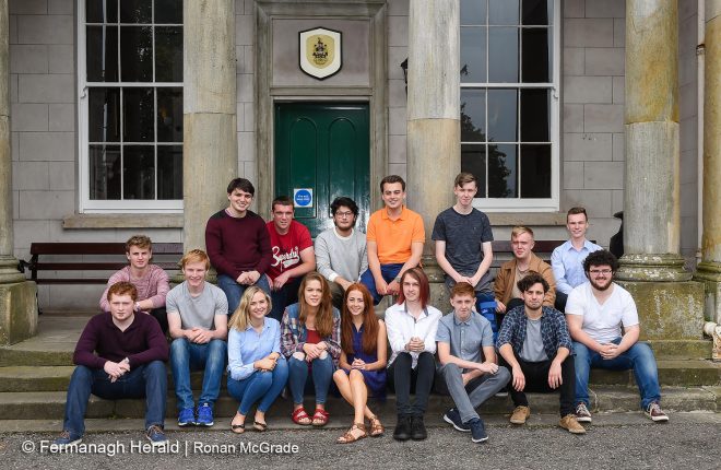 Students receiving A level results for the last time at Portora Royal School 