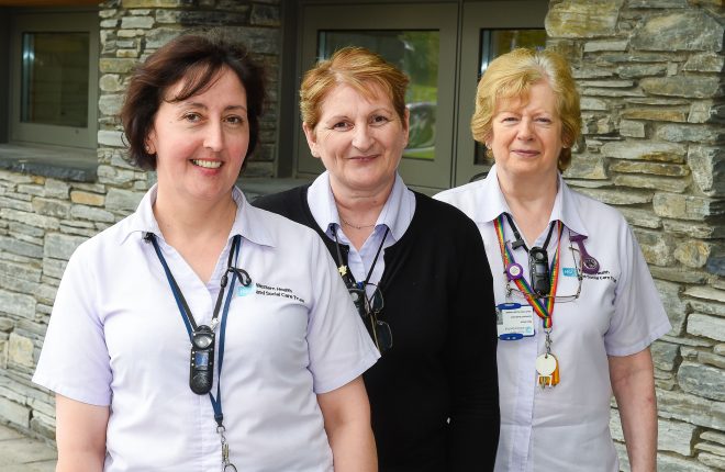Martina McQuade, Marie O'Hara and Nora Ward, Housekeeping Supervisors at South West Acute Hospital    Picture: Ronan McGrade
