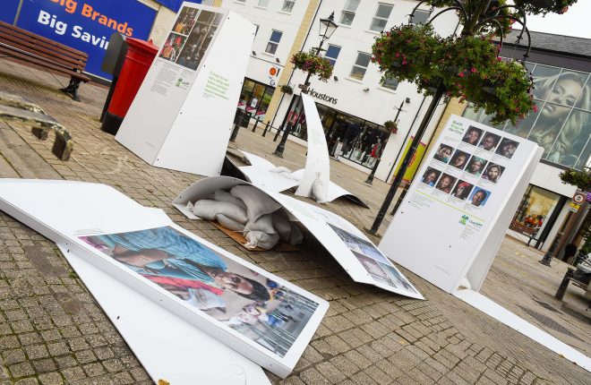 Damage was caused to the Concern installation at the Diamond, Enniskillen over the weekend    RMG97