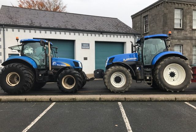 The two suspected stolen tractors and low loader 