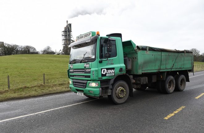 A Quinn lorry on the road near the Cement Plant at Ballyconnell