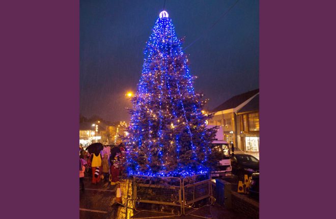 The newly lit tree in Irvinestown. JPM5171