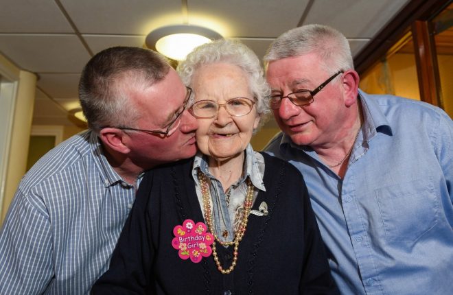 Sarah Fee celebrates her 100th birthday with her nephews