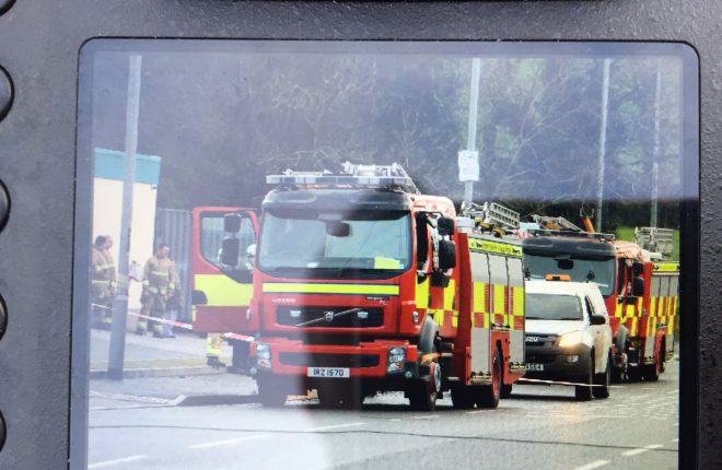 Diversions in place at Loughshore Road and  emergency services at the scene.