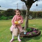 Emily Roman thanking the Easter bunny