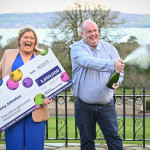 **FREE FOR EDITORIAL USE**
Lotto Jackpot winners Jonny Johnston and partner Christina Williams from County Fermanagh celebrate an extraordinary turn of fortune after winning a life-changing £3.8 million pounds just days before Christmas. Picture date: Thursday December 28, 2023. Photo credit should read: Anthony Devlin
