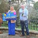 **FREE FOR EDITORIAL USE**
Lotto Jackpot winners Jonny Johnston and partner Christina Williams from County Fermanagh celebrate an extraordinary turn of fortune after winning a life-changing £3.8 million pounds just days before Christmas. Picture date: Thursday December 28, 2023. Photo credit should read: Anthony Devlin