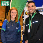 Antoine Choinard, winner of the Rock Runners Men's 10k, with Runners Club Chairperson, Cathy McCaffrey.