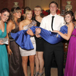 How to impress the Ladies - James Fossett lifts Head Girl Karen Wray while her friends Aileen McGoldrick, Kay Johnson, Cathrine Swan, Emma Quinn and Laura Sheridan look on SH19