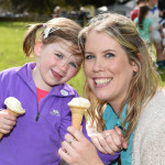 SUNNY.. Aoibhinn Cox and her aunt Mairead Leonard cool off with an ice cream at Belcoo sports day and festival. RMGFH16