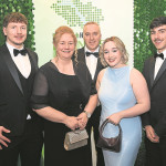 Mark Kearney, Jayne, Mark, and Melissa Paget with Jonathan McBride from the Croft Farm Shop, savor the occasion at the Killyhevlin. MC 21