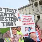Some of those who took part in today's protest. Photo: Arthur Allison/Pacemaker Press.